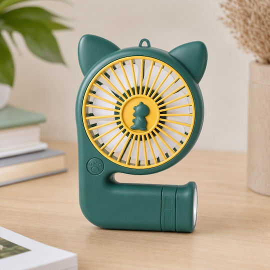 Mini Ventilator Portabil Flippy Compact, Model Portabil Alimentat Prin USB 5V, Flux de Aer Răcoritor, Ușor și Confortabil de Folosit în Zilele Călduroase, Verde Închis