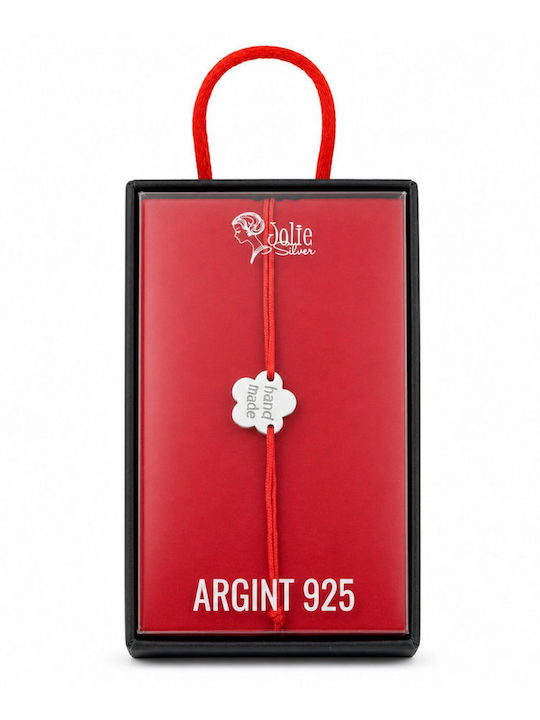 Brățară de Argint 925 Pentru Femei Jolie, Lucrată Manual, Cu Model Floral, Mărțișor de 1 Martie, Pandantiv de Argint, Șnur Roșu