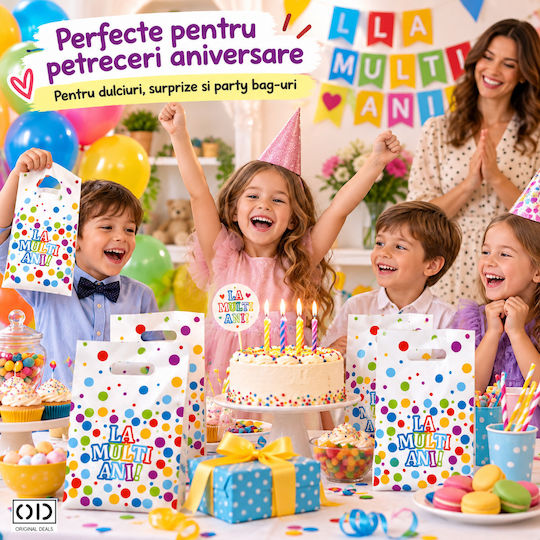 Pungă de Plastic pentru Cadou Multicoloră 16.5x25cm 10 Bucăți