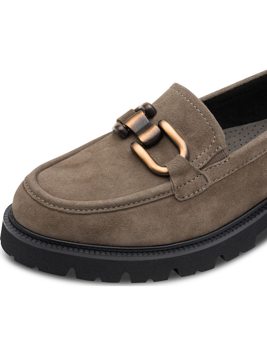 Suede Γυναικεία Loafers σε Μπεζ Χρώμα