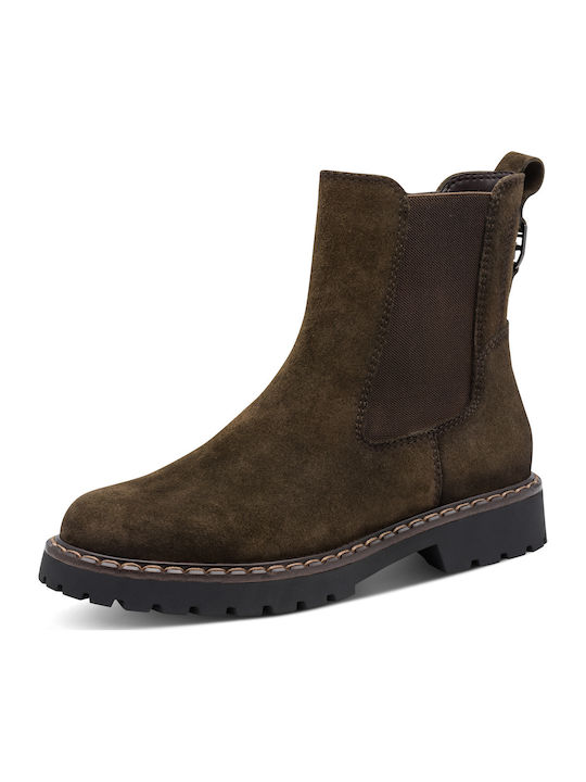 Grüne Damen-Lederstiefeletten
