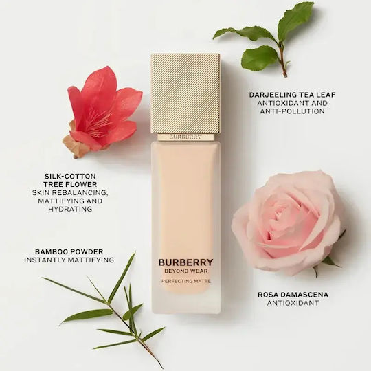 Burberry Beyond Wear Perfecting Matte Foundation, Farbton: Light Cool 040, 30 ml, flüssige Foundation mit mattem Finish, Light Cool 040, 30 ml
