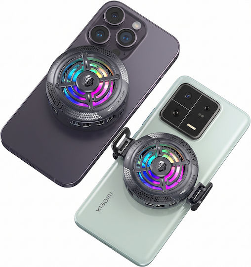 Avizar beleuchteter magnetischer Smartphone-Kühler mit abnehmbarem Clip Schwarz