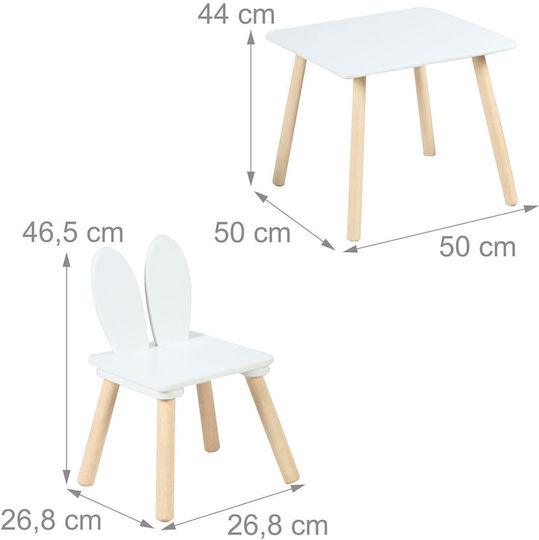 Kinder-Tischset mit Stühlen Weiß Relaxdays
