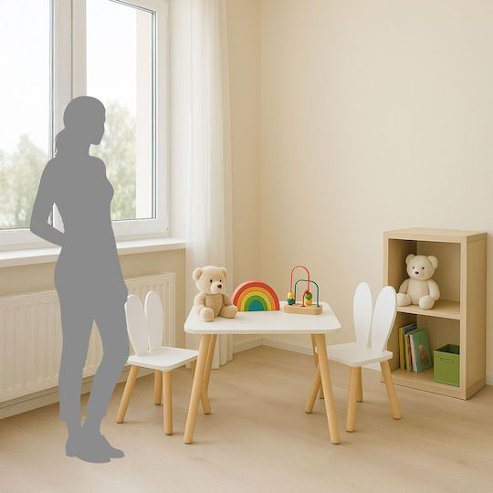 Kinder-Tischset mit Stühlen Weiß Relaxdays