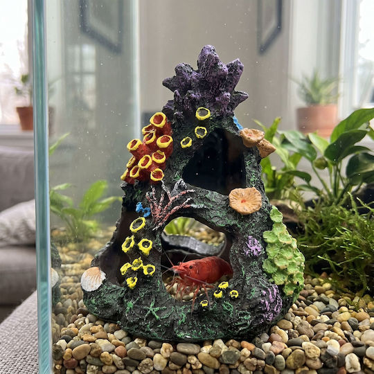 Relaxdays Aquariendekoration Riffkoralle Anthrazit Grün Rot