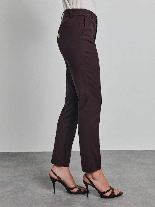 Pura Women's Fabric Trousers in Slim Fit Espresso