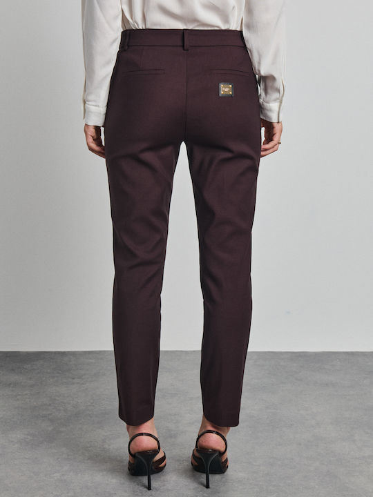 Pura Women's Fabric Trousers in Slim Fit Espresso