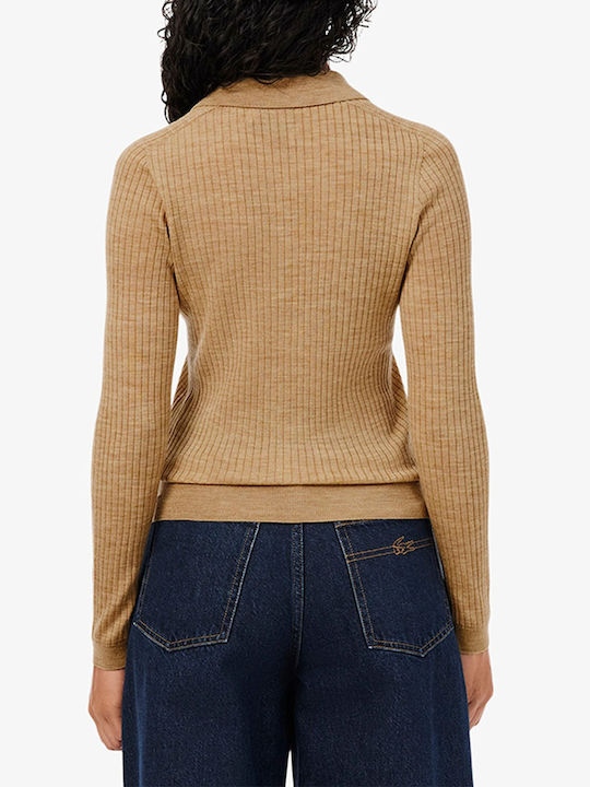 Lacoste Damen-Langarm-Pullover aus Wolle Beige