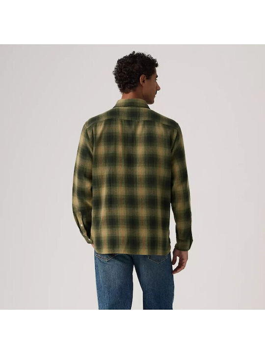 Long Sleeve Flannel Overshirt in a Wide Fit, Multicolour Check