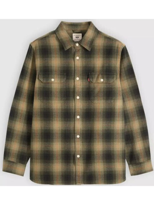 Long Sleeve Flannel Overshirt in a Wide Fit, Multicolour Check