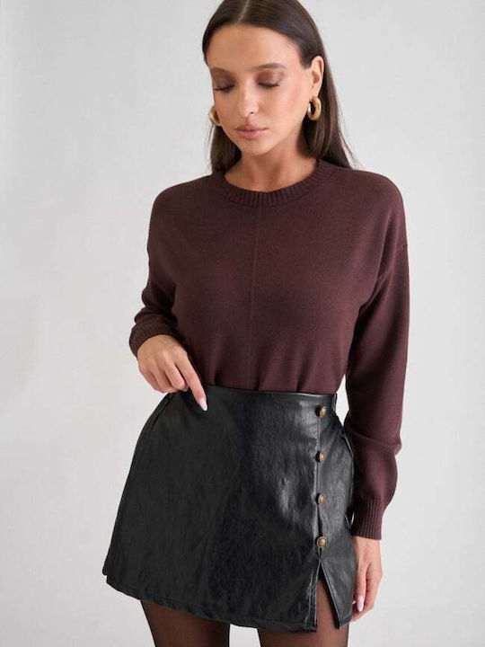Damen Leder-Skort Schwarz