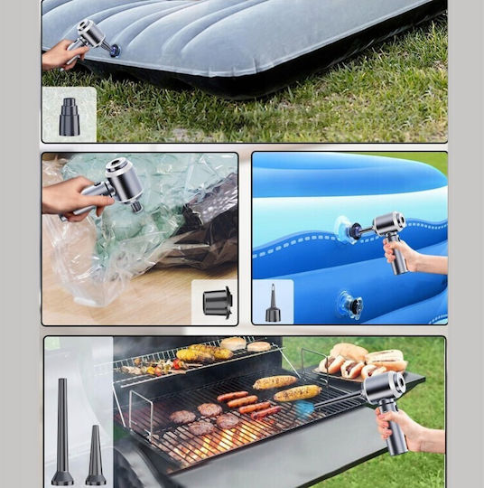 Aspirator Auto Portabil Flippy Home Car, 3 Viteze, Încărcare Rapidă Type-C, Tub Prelungitor, 2000 mAh, 7 Duze pentru Aspirare și Suflare, 21x20x6.5 Cm, Negru