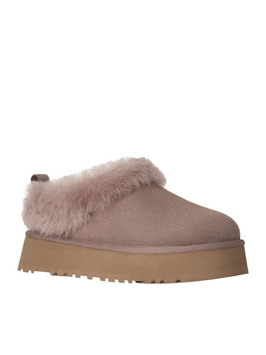 UGG Tazzelle Papuci de Iarnă pentru Femei din Piele Întoarsă Ghete Scurte Maro