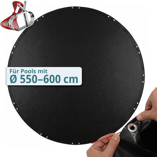 Relaxdays Husă de Protecție pentru Piscină, Rotundă, Diametru 420 cm, Neagră