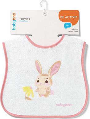 Babyono Terry Waterproof Fabric Baby Bib with Hook & Loop Fastener Pink for 9 Months+