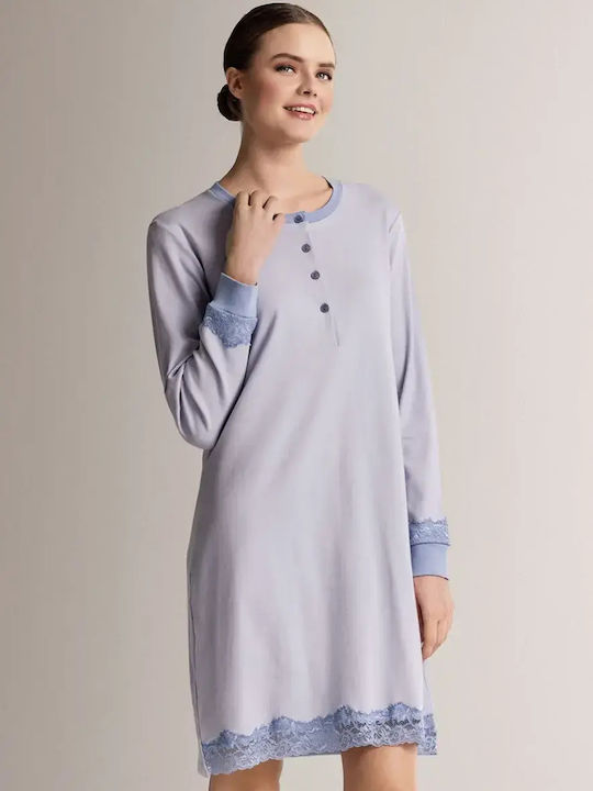 Infiore Winter Women's Nightgown Light Blue
