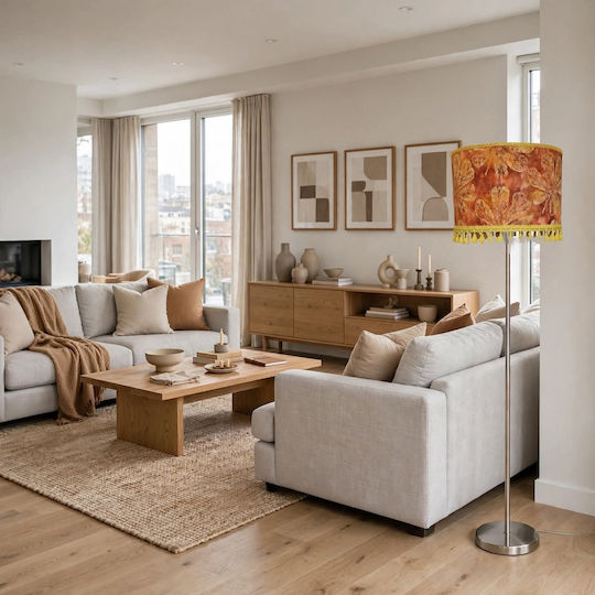 Floor Lamp with E27 Bulb Socket Brown