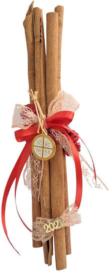 Kalliopi Silver Handmade Hanging Home Lucky Charm Red Wooden 2.5x2.5cm