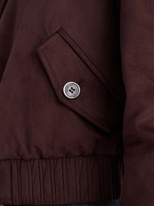 Short Suede Women's Winter Jacket Purple