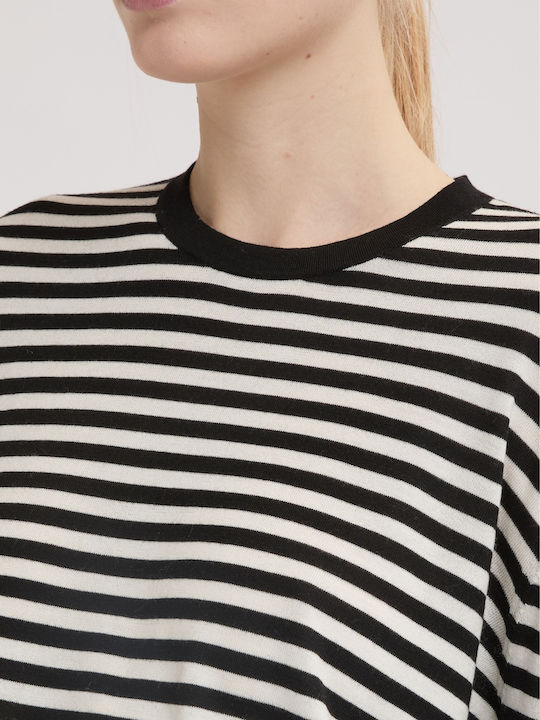 Bluză Damă Cu Mâneci Lungi Cu Dungi Navy/White