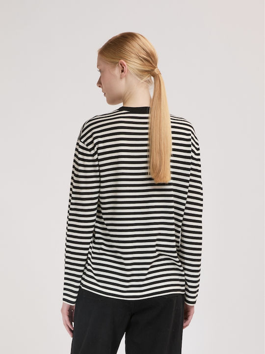 Bluză Damă Cu Mâneci Lungi Cu Dungi Navy/White