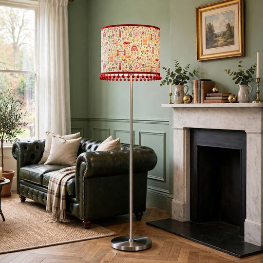 Vintage Silver Floor Lamp with E27 Bulb Holder