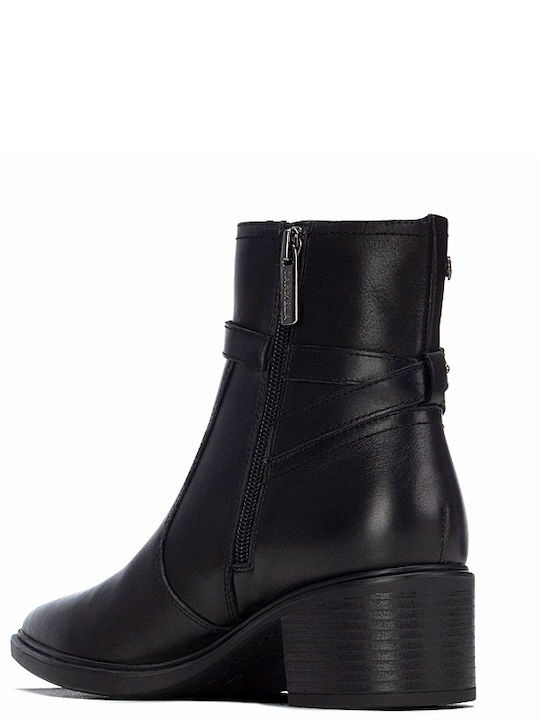 Leder Damenstiefeletten Schwarz