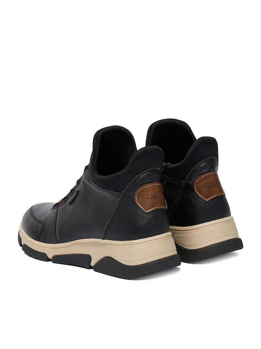 Schwarze Leder Damenstiefeletten