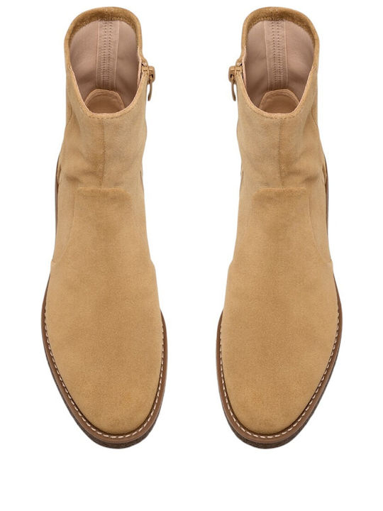 Bay Suede Women's Ankle Boots Beige