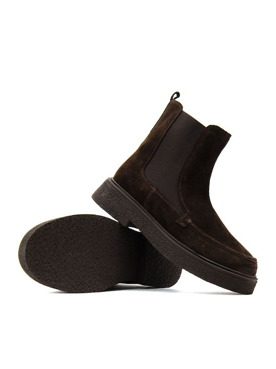 Braune Damen-Chelsea-Stiefeletten aus Wildleder
