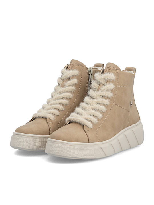 Damen Lederstiefeletten Beige