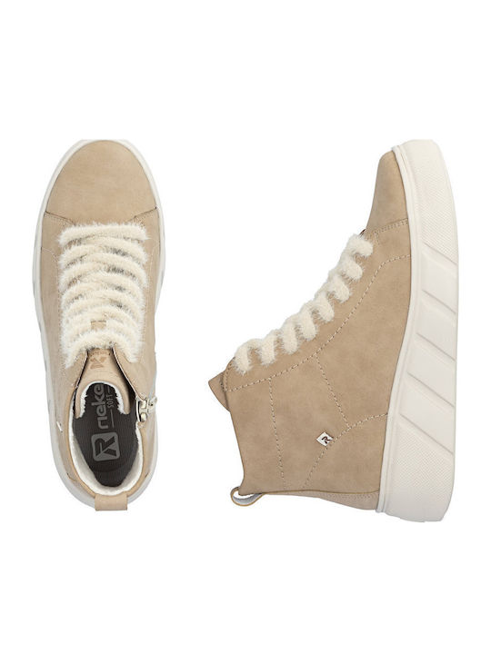 Damen Lederstiefeletten Beige