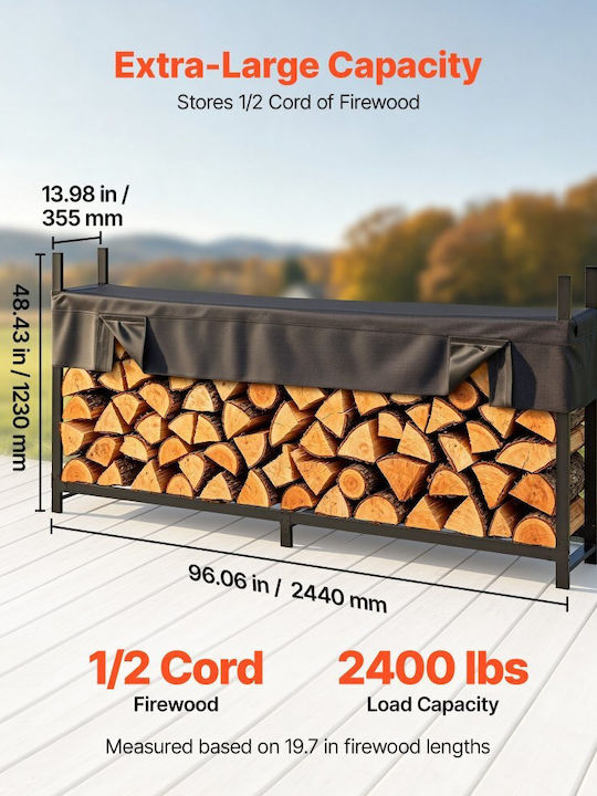 Vevor Schwarzes Metall-Kaminholzregal zur Holzaufbewahrung Vevor Schwarzes Metall-Kaminholzregal zur Holzaufbewahrung