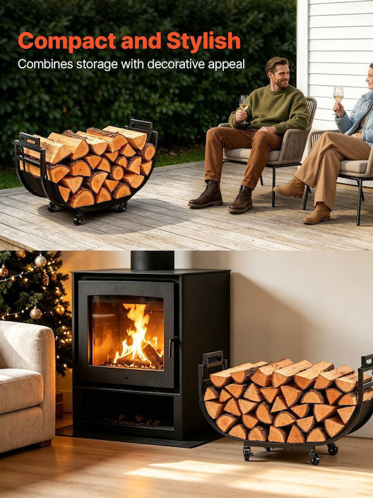 Vevor Metall-Holzkorb zur Aufbewahrung 80,5 × 28,5 × 53 cm Schwarz