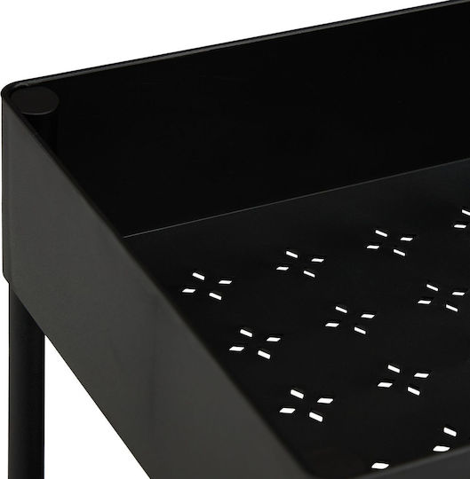 Relaxdays Cărucior de bucătărie din plastic cu 2 rafturi, negru, 38x21.5x39.5cm