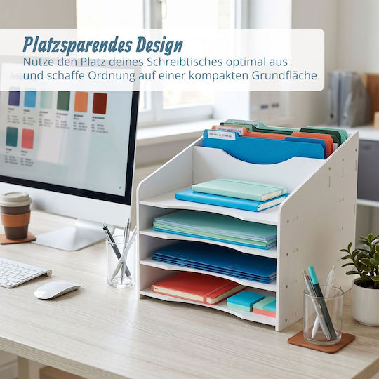 Relaxdays Sertar pentru Birou cu 6 Compartimente 33x33x30cm Alb