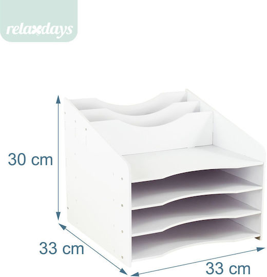 Relaxdays Sertar pentru Birou cu 6 Compartimente 33x33x30cm Alb