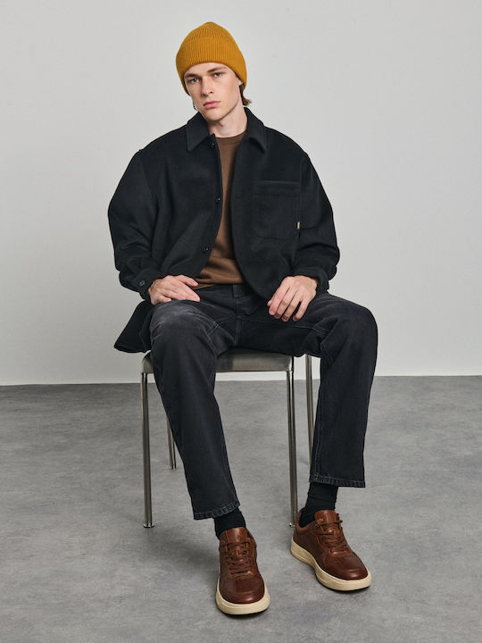 Langärmeliges Overshirt Schwarz