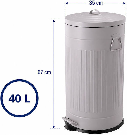 Relaxdays Coș de Gunoi Metalic cu Pedală 40 l Gri