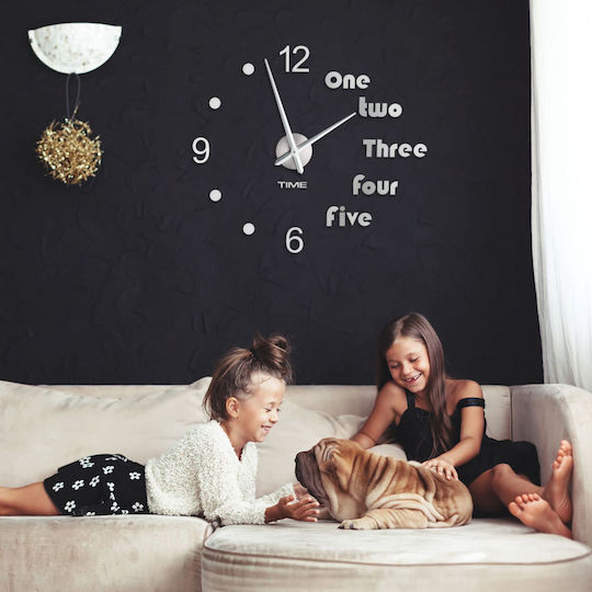 Relaxdays Ceas de perete silențios, argintiu