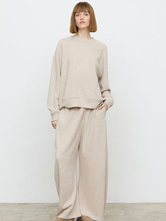 Women's Palazzo Trousers with Elastic Beige Mele