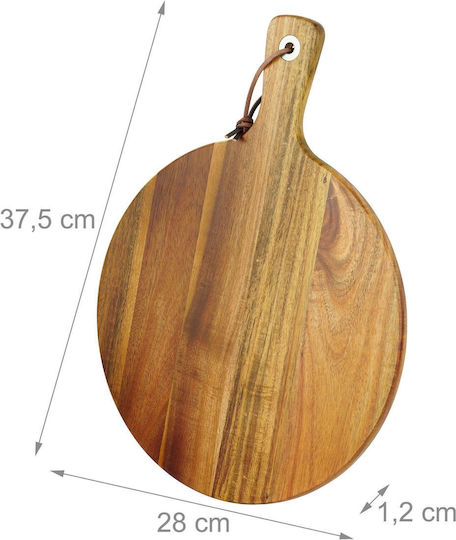 Relaxdays Platou de Servire pentru Pizza cu Mâner din Lemn 28x28 cm