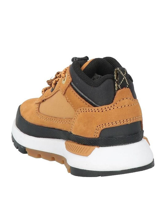 Field Trekker Leather Kids Ankle Boots with Laces Brown