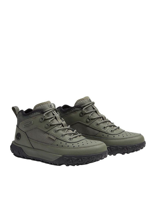 Motion 6 Leather Kids Ankle Boots with Laces Green