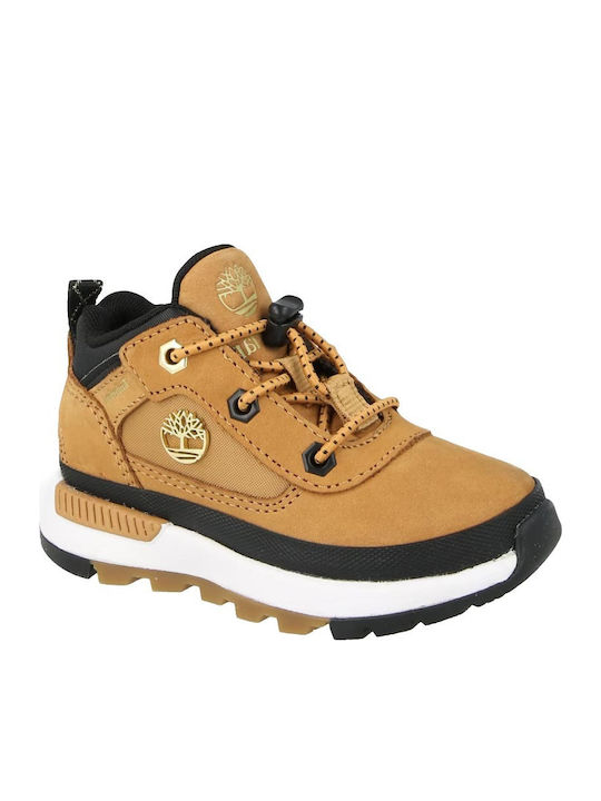 Field Trekker Leather Kids Ankle Boots with Laces Brown
