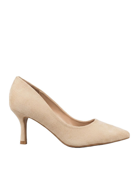 Pantofi Stiletto din piele întoarsă Bej 6807-Bej