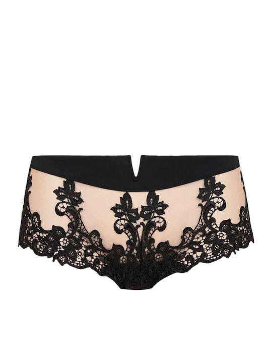 Damen-Boxerslip mit Spitze Schwarz
