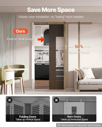Vevor Sliding Door Mechanism 142.24cm Brown