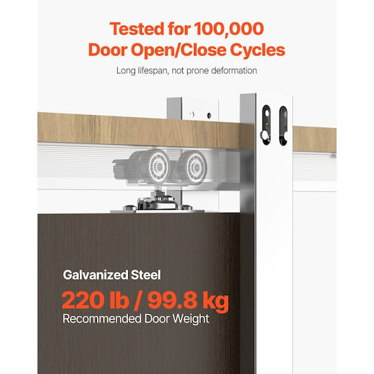 Vevor Sliding Door Mechanism 182.88 cm Brown